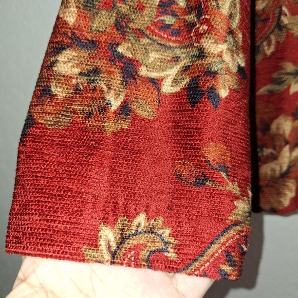 VINTAGE Alfred Dunner Textured Granny Couch Fabric Blazer Red Paisley Sz 18 - Picture 5 of 9